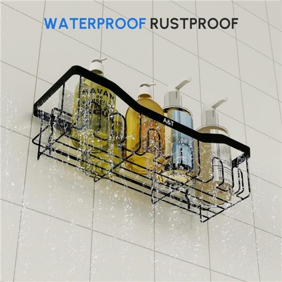 Adhesive Shower Caddy Set Rustproof Stainless Steel Wall Mounted Bathroom Organi - Picture 4 of 8